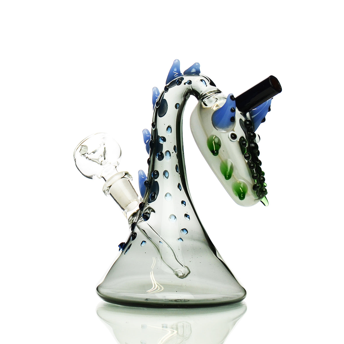 Dragon Water Pipe 7" with Color Tube Glass and 14mm Male Bowl
