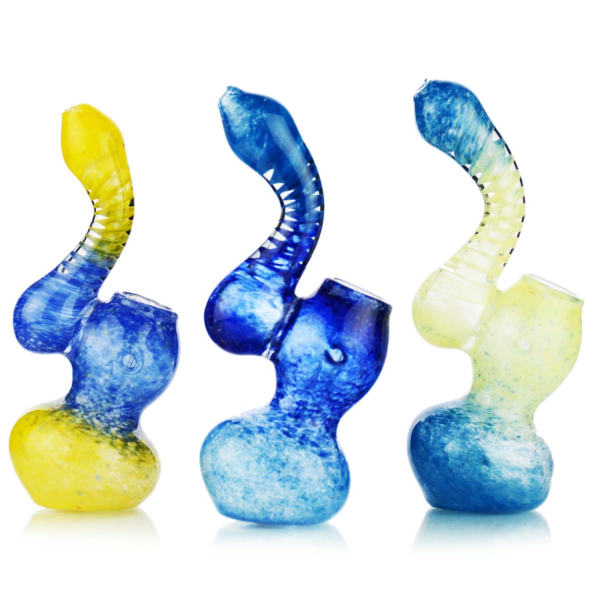 5" Swirling Neck Double Color Frit Bubbler