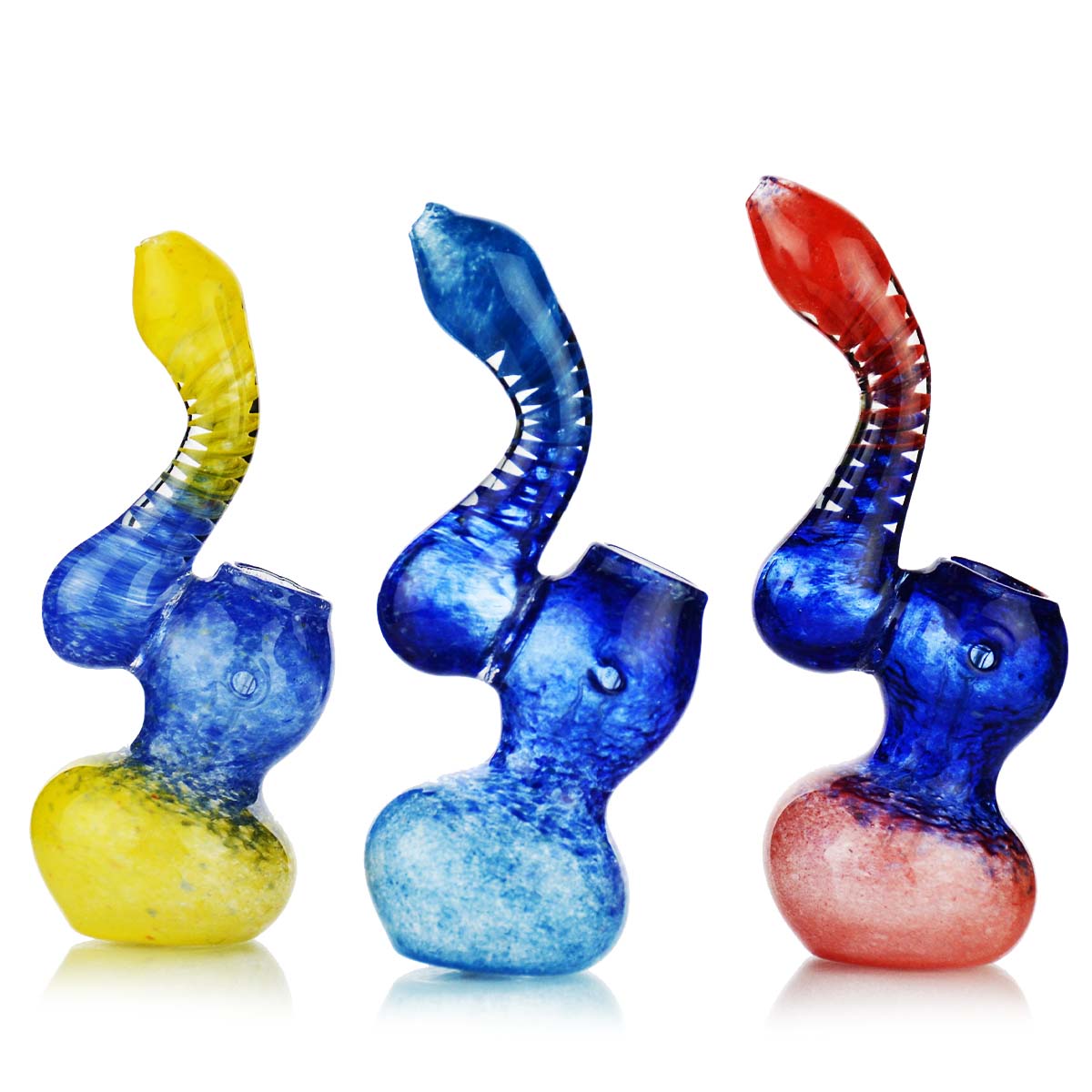 5" Swirling Neck Double Color Frit Bubbler