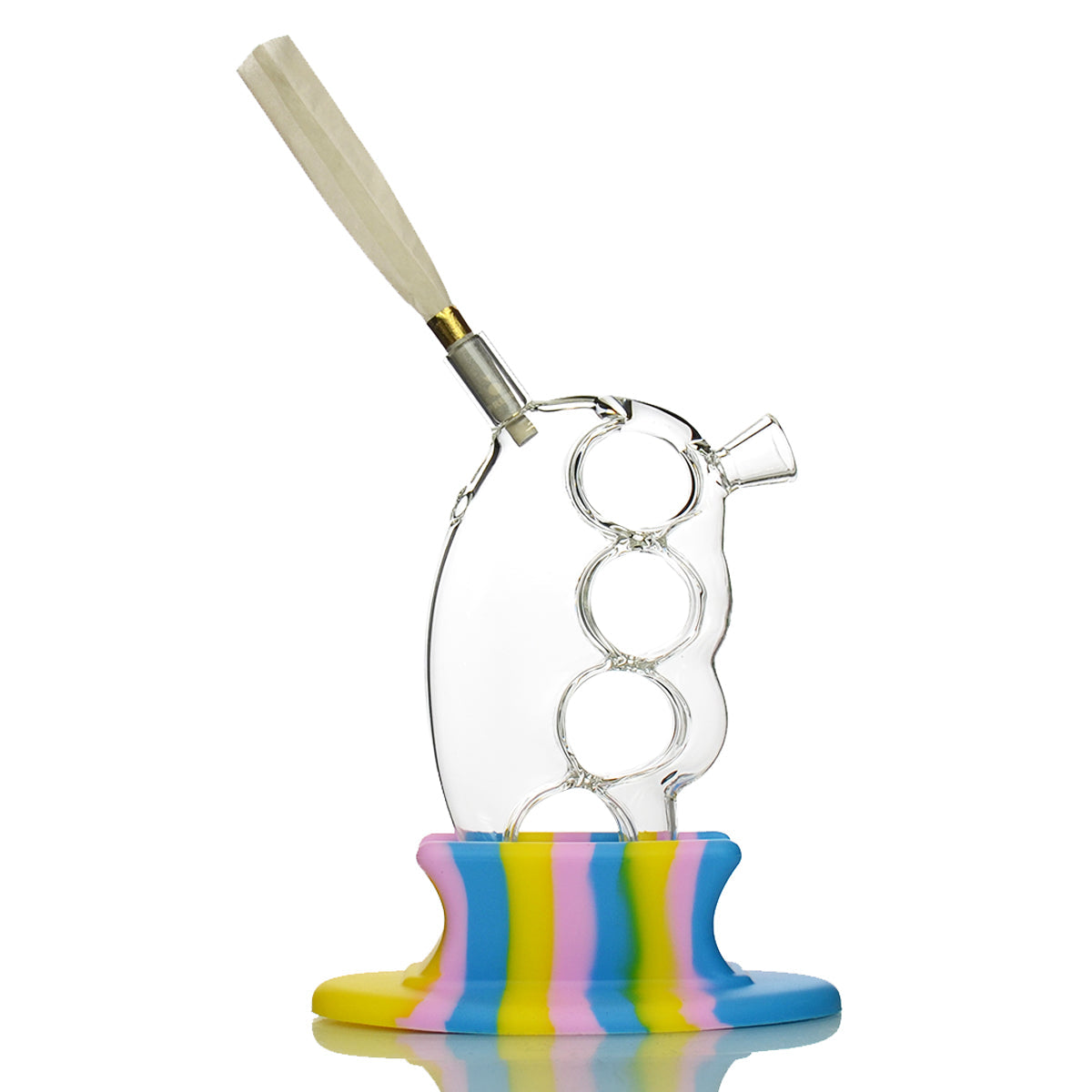 Glass Punch Joint Holder Bong with Silicone Base 6"