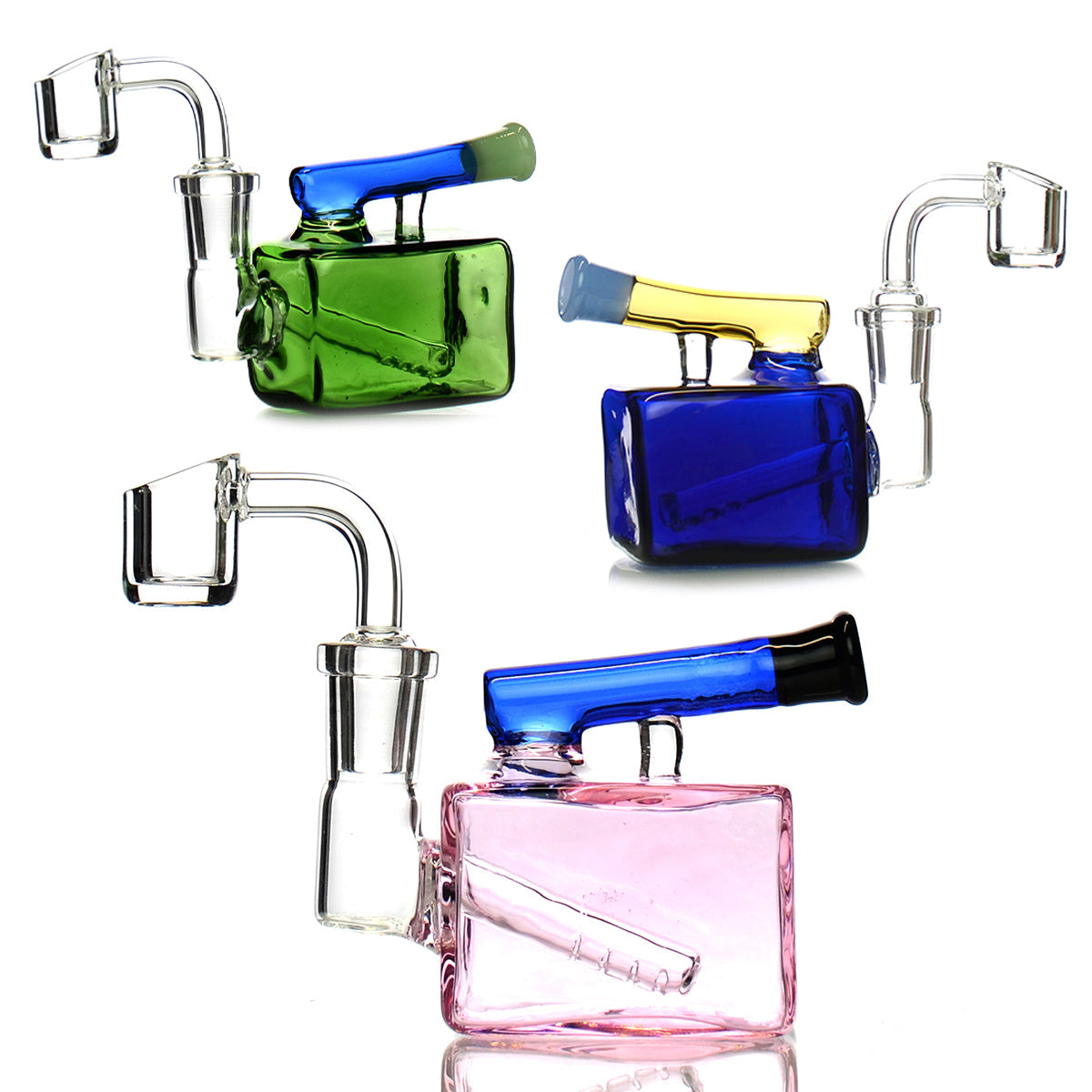 5" Cubic Color Tube Water Pipe Rig with 14mm Male Banger