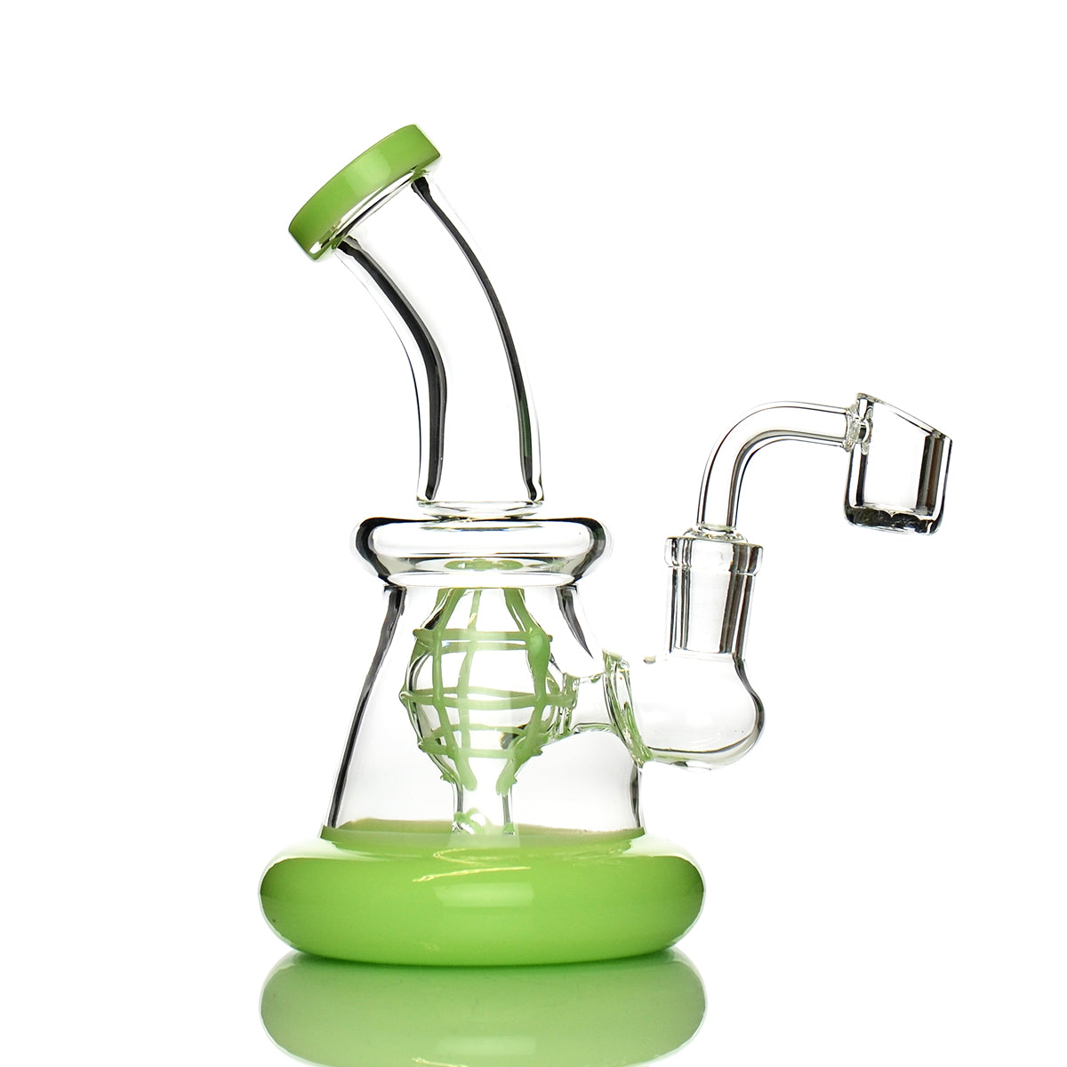 6" Slime Color Tube Water Pipe with Dome Shower Perc and 14mm Male Bowl