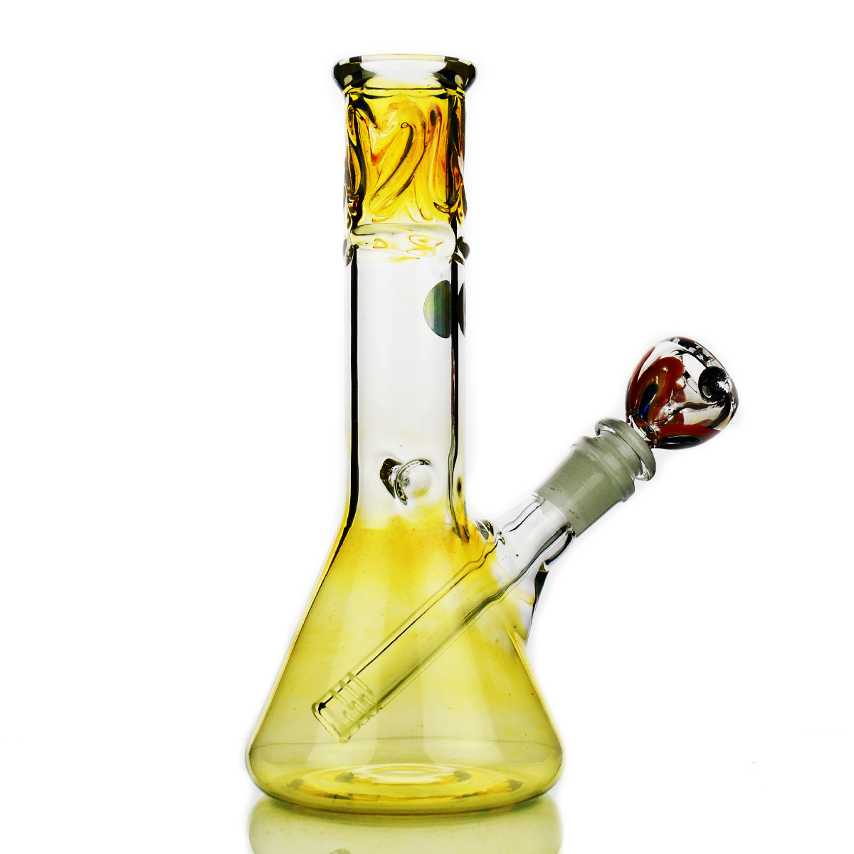 Vaso pipa de agua con detalles de color y bol de cristal 9"