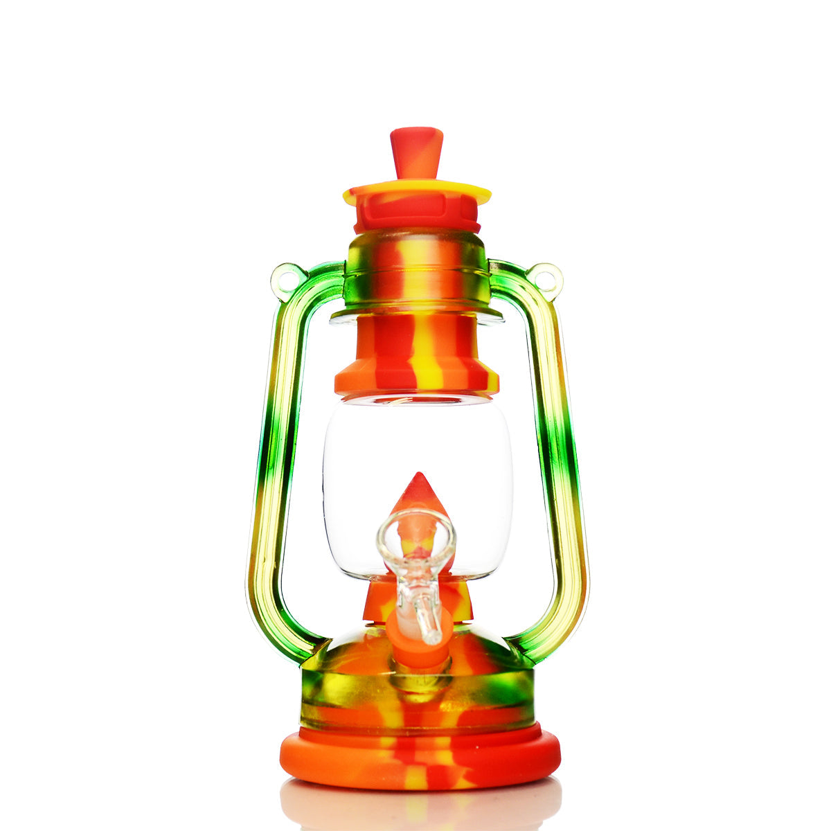 Barn Lantern Silicone Glass Water Pipe - 9" Height with 14mm Male Bowl