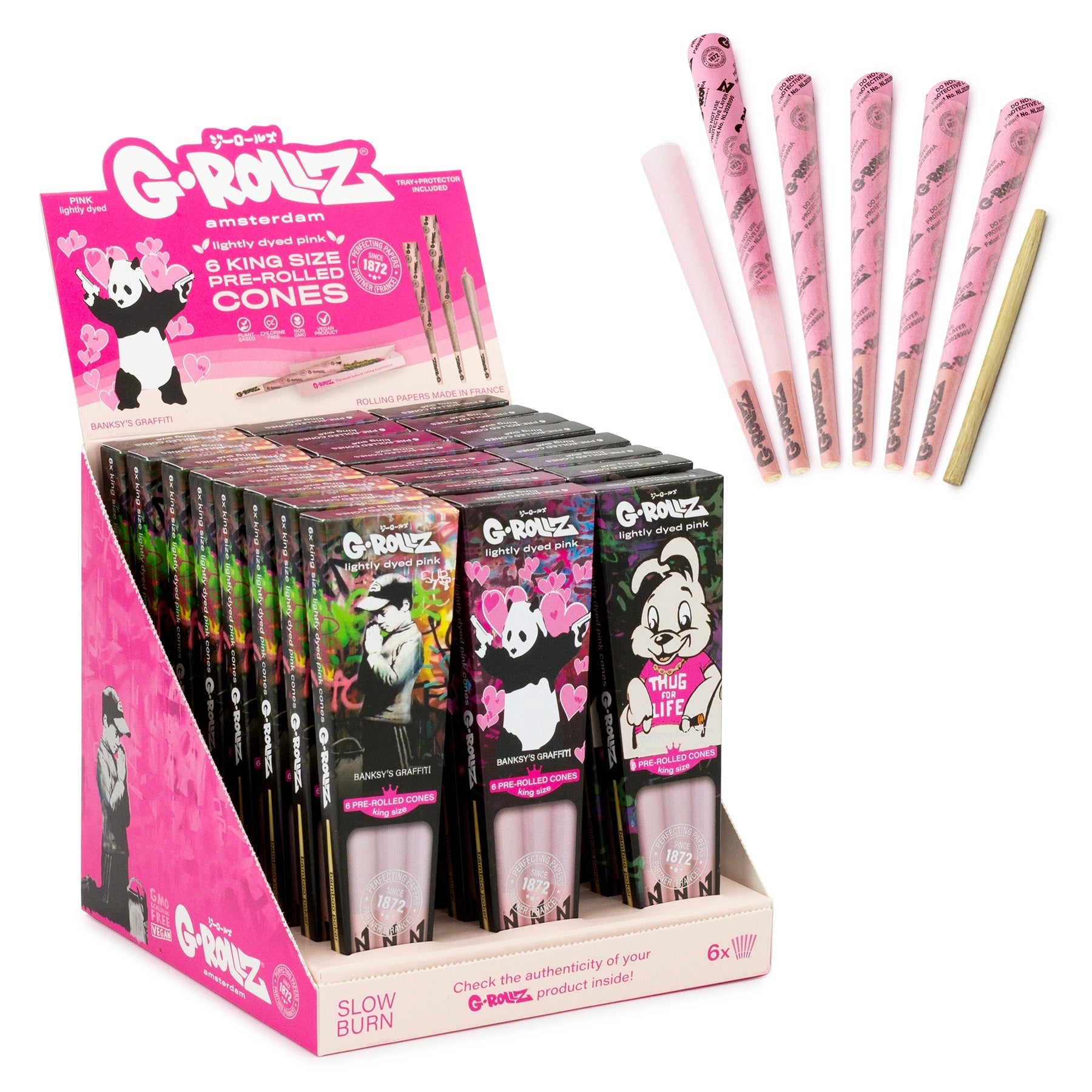 G-ROLLZ | Banksy's Graffiti - Rosa ligeramente teñido - 66 Conos KS