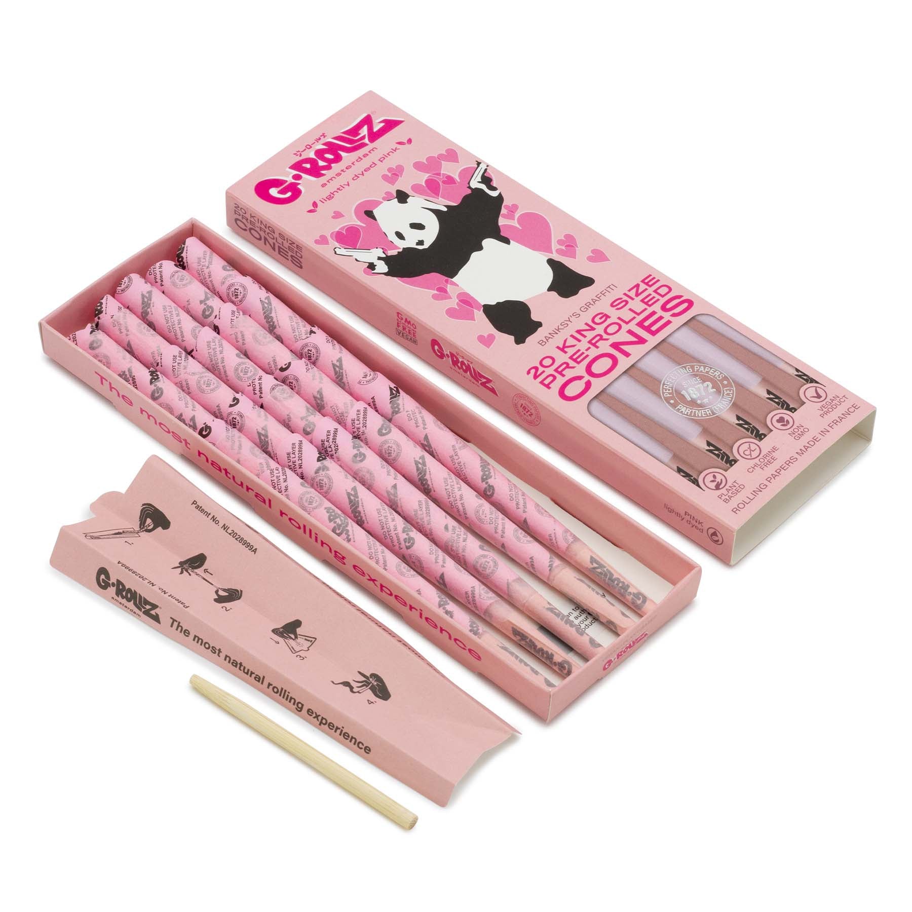 G-ROLLZ | Banksy's Graffiti - Rosa ligeramente teñido - 20 Conos KS - 12 ct.