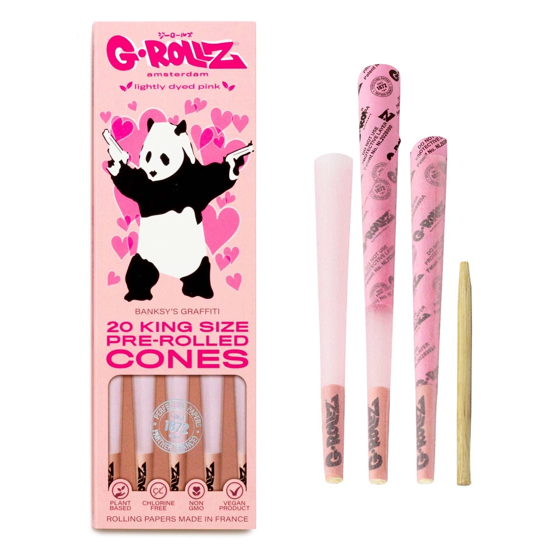 G-ROLLZ | Banksy's Graffiti - Rosa ligeramente teñido - 20 Conos KS - 12 ct.