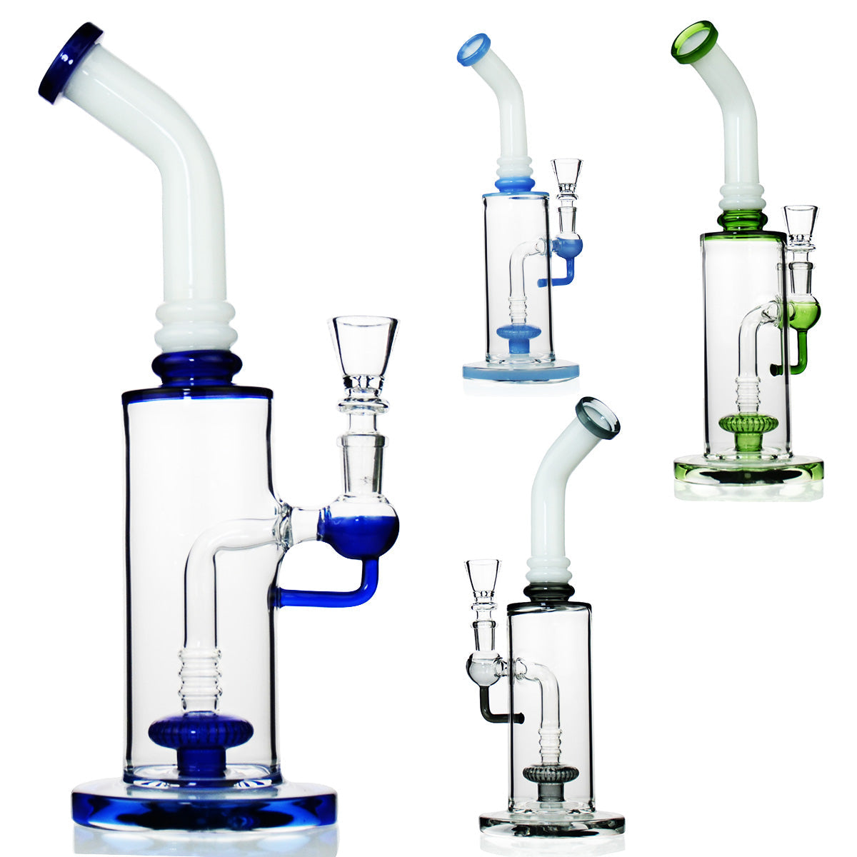 Pipa Agua 12" Con Perc Ducha Tubo Blanco Cuello 14mm Tazón Macho Incluido
