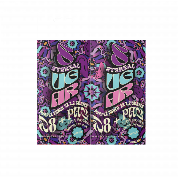 Sugar Extrax Eternal Dual 2.2g PHC + D8 Live Rosin Cartridges - Purple Punch (Sativa)
