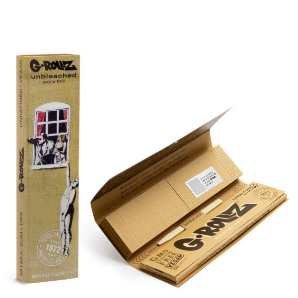 G-ROLLZ | Banksy's Graffiti - Extrafino sin blanquear - 50 papeles KS + puntas
