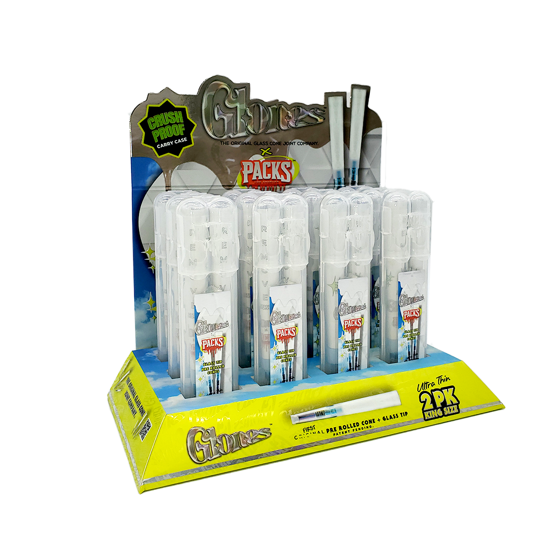 Packs x Glones Glass Tip Cones - Ultra Thin - King Size - 12ct
