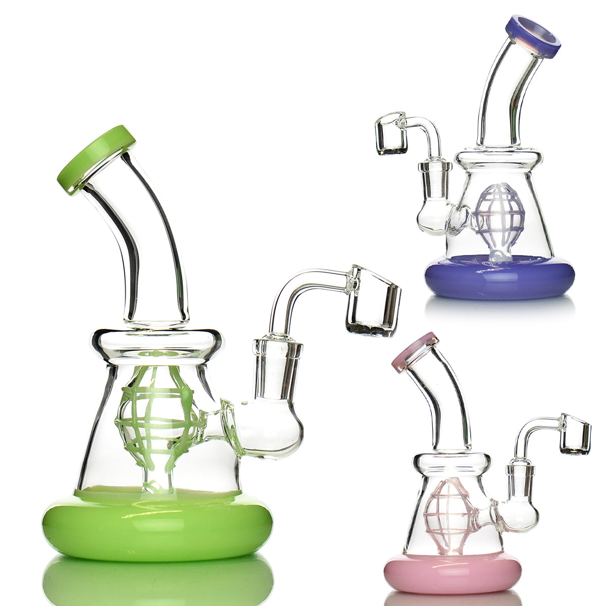 6" Slime Color Tube Water Pipe with Dome Shower Perc and 14mm Male Bowl