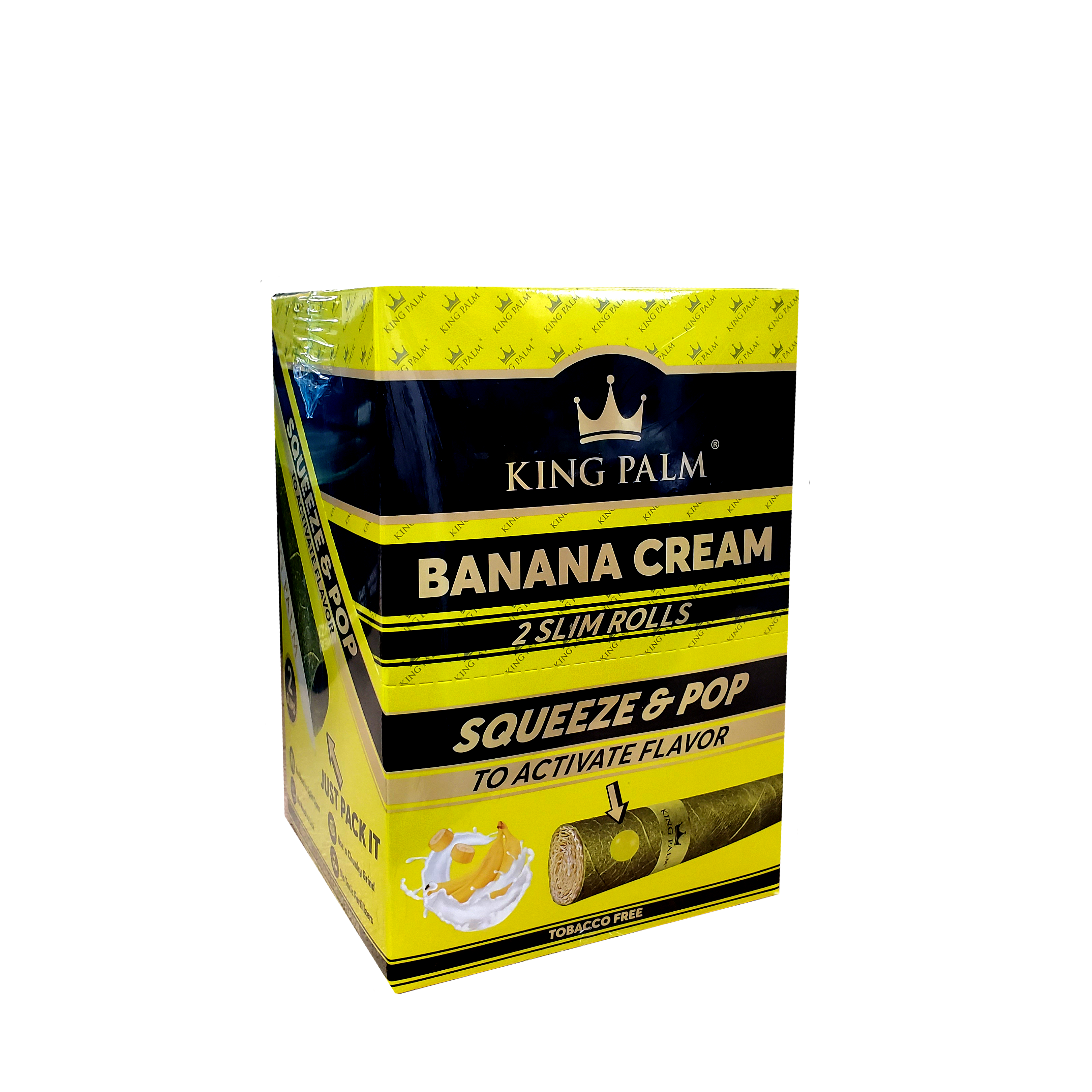 KING PALM 2 SLIM ROLLS 20PK DISPLAY - BANANA CREAM