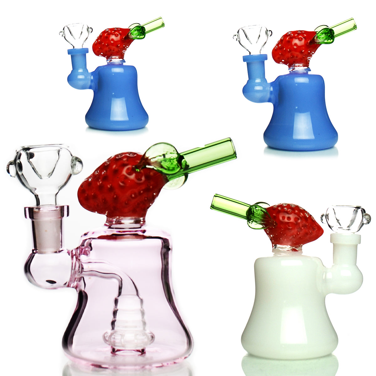 Strawberry Glass Bong with 14mm Male Bowl 6"