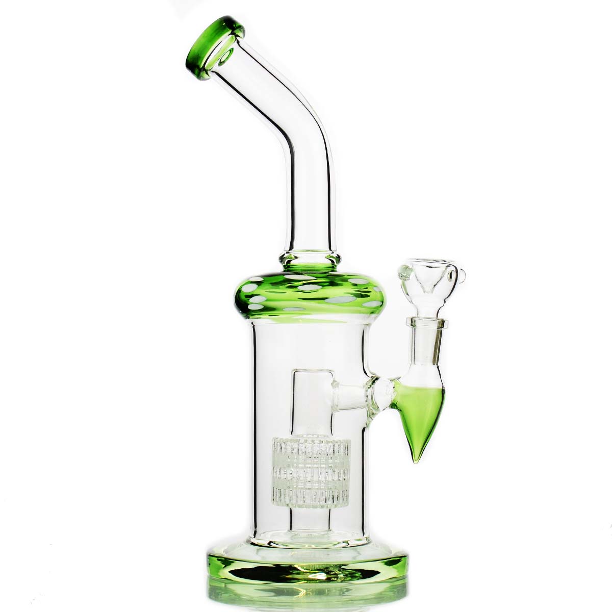 Pipa de agua con cuello curvo, perc de matriz doble y cazoleta para hierbas secas