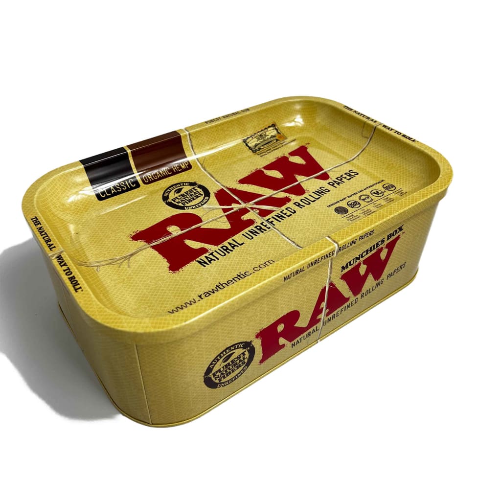 Caja Raw Munchies con bandeja para liar Raw en la parte superior
