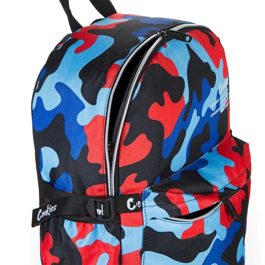 NWT Cookies SF Smell Proof Off The Grid Mochila azul camuflaje