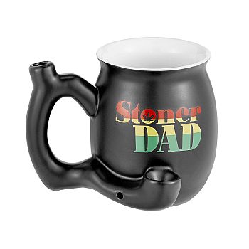 Ceramic Matte Black Stoner Dad Roast and Toast Mug with Rasta