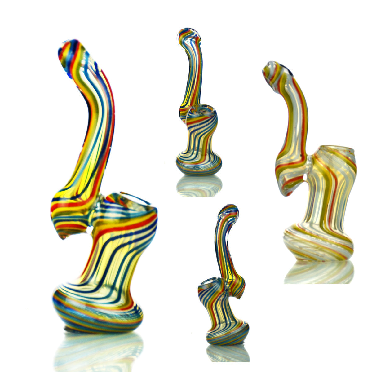 5" Mini Bubbler Rasta Color Inside Silver Glass