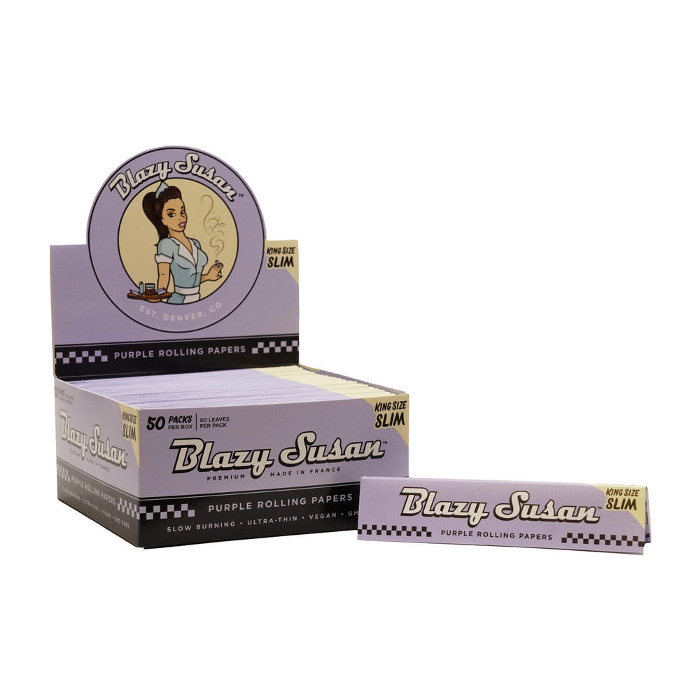 BLAZY SUSAN KING SIZE PURPLE ROLLING PAPERS - 50CT
