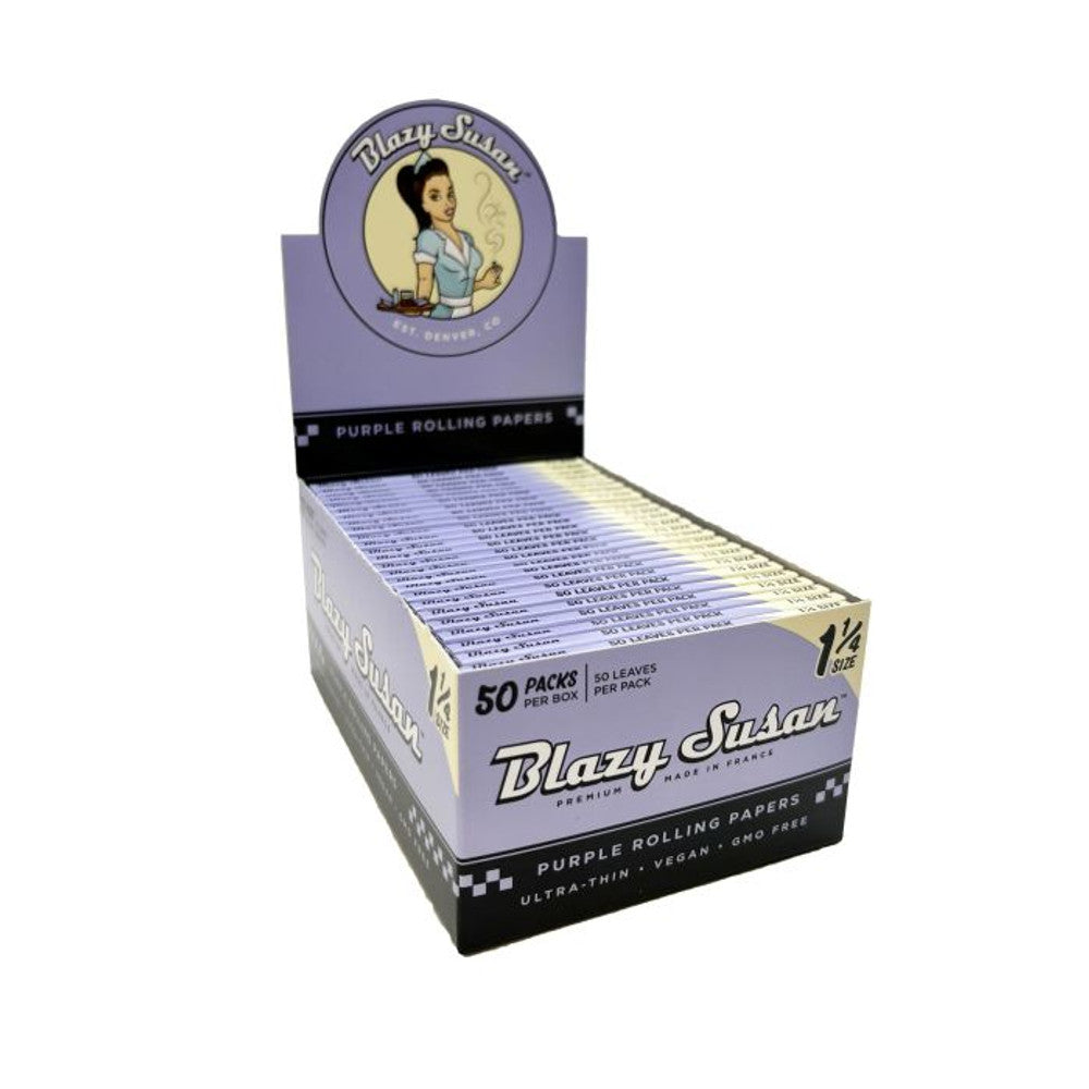 BLAZY SUSAN 1 1/4 PURPLE UNBLEACHED ROLLING PAPERS - 50CT