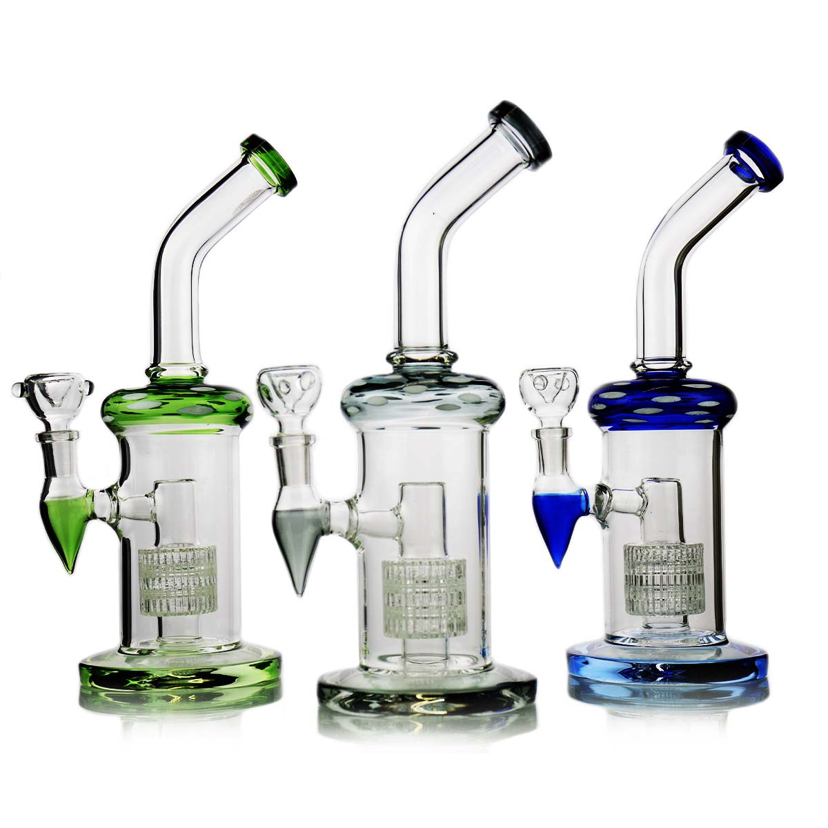 Water Pipe with bend neck, double matrix perc and dry herb bowl