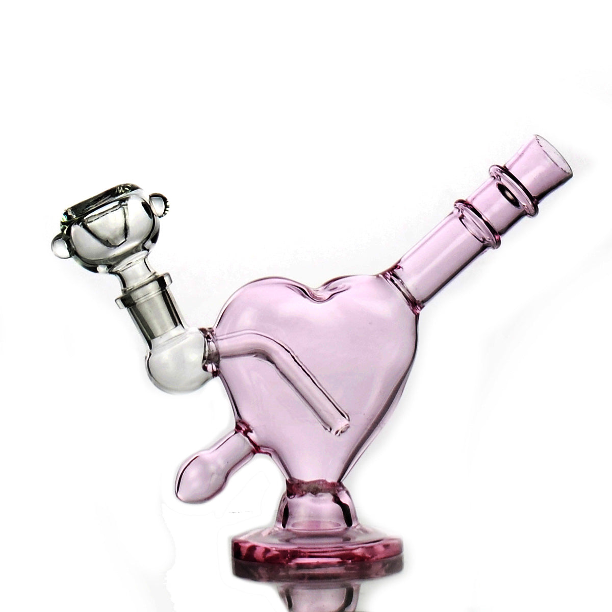 Bong de corazón de 7" con tobogán macho de 14 mm