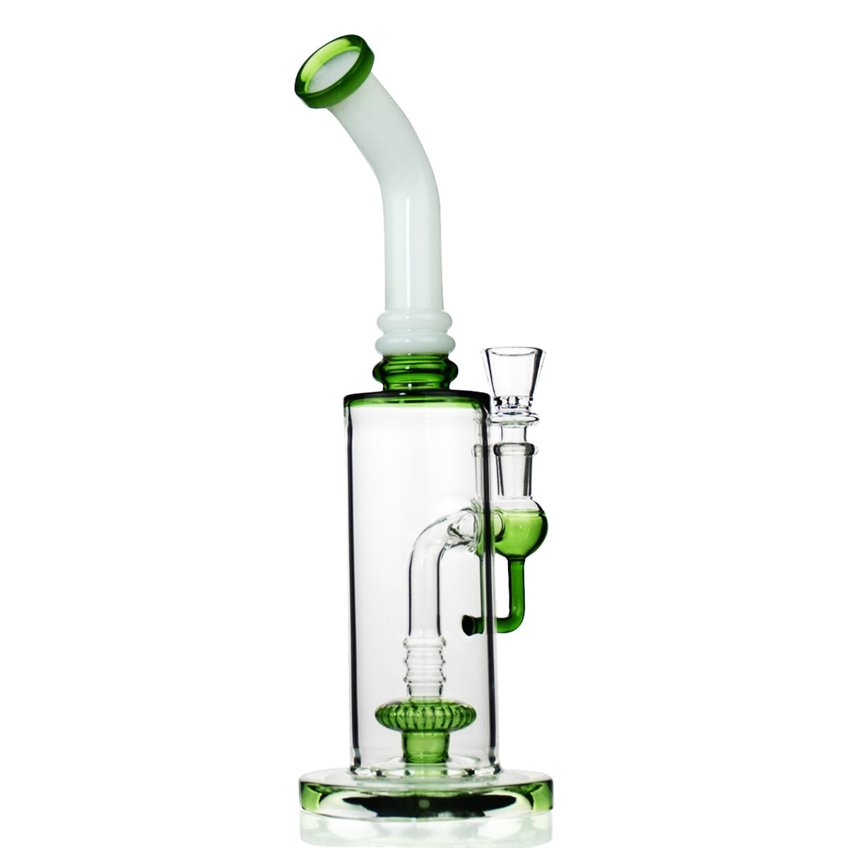 Water Pipe 12" With Shower perc White Tube Neck 14mm Male Bowl Included