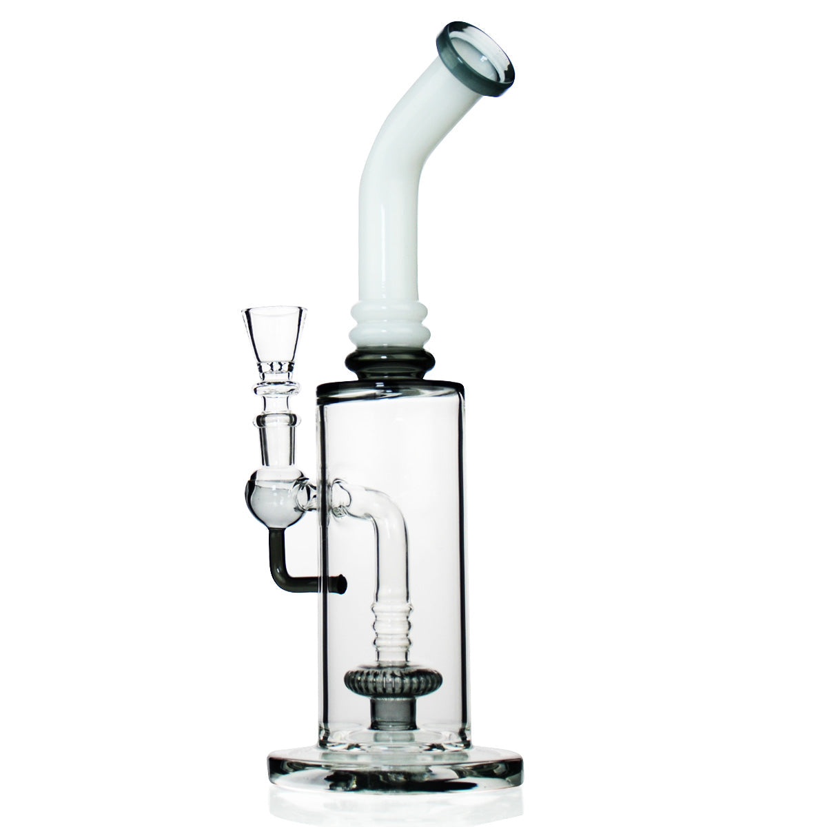 Water Pipe 12" With Shower perc White Tube Neck 14mm Male Bowl Included