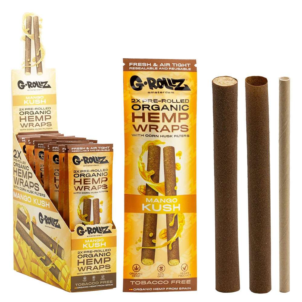 G-Rollz 2x envolturas de cáñamo orgánico preenrolladas con filtros (15 paquetes por caja)