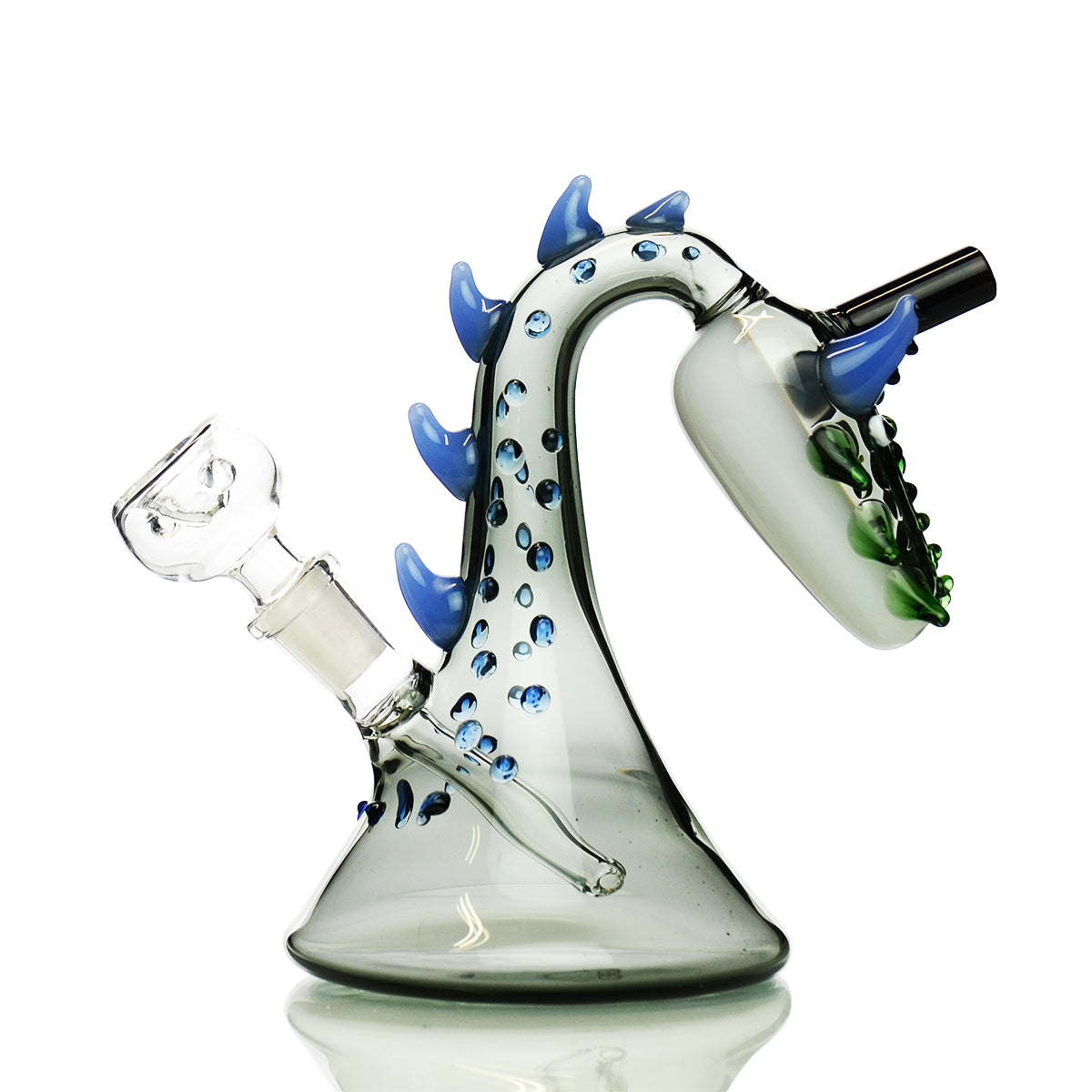 Dragon Water Pipe 7" with Color Tube Glass and 14mm Male Bowl