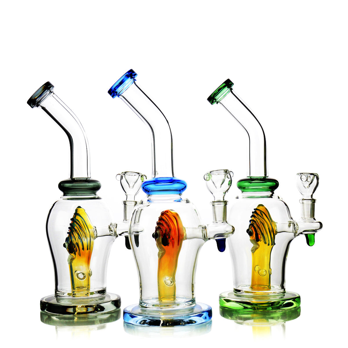 Water Pipe with color percolator and dry herb bowl 10"