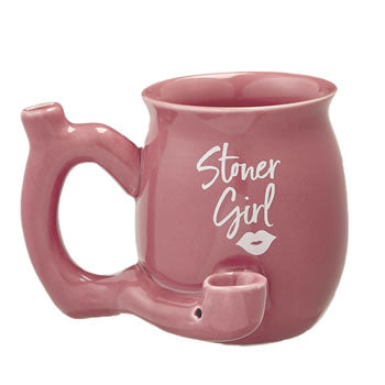 Pipa de mano de cerámica Pink Stoner Girl Mug