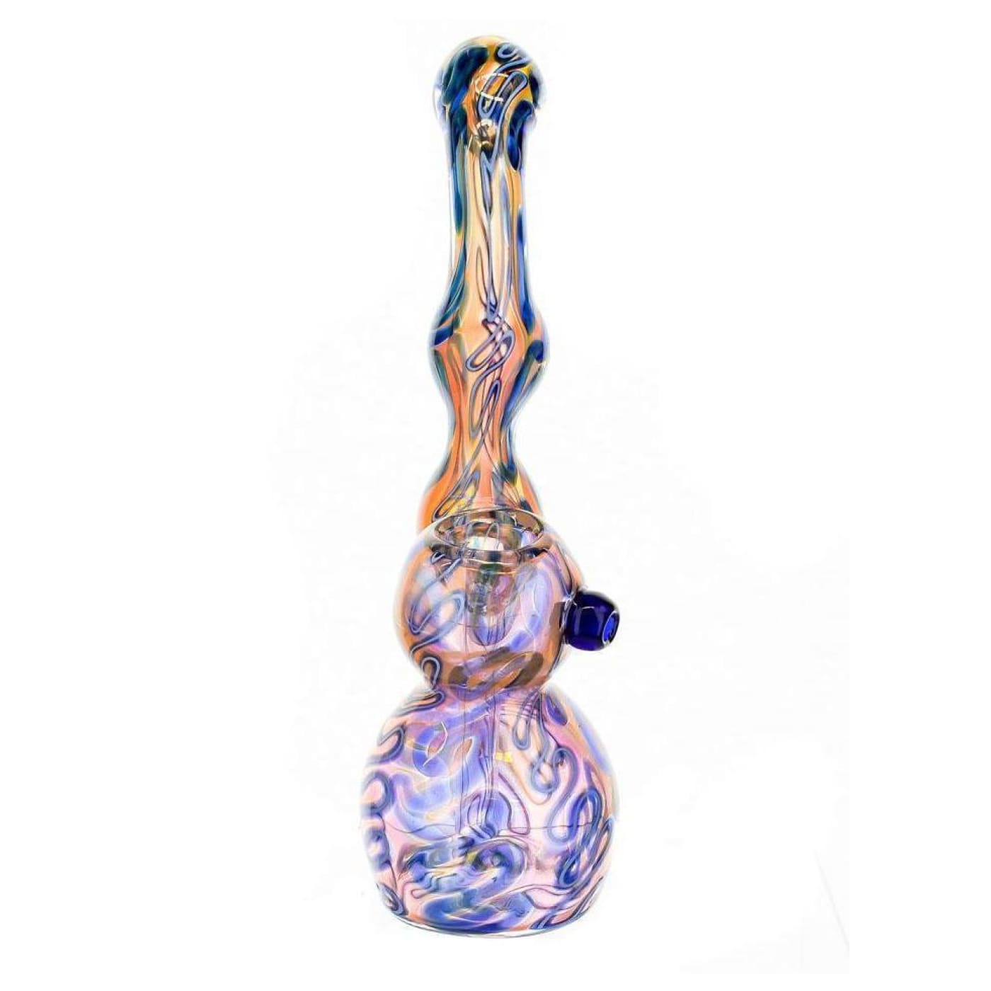 Pink & Blue Lattacino with Square Stem Bubbler