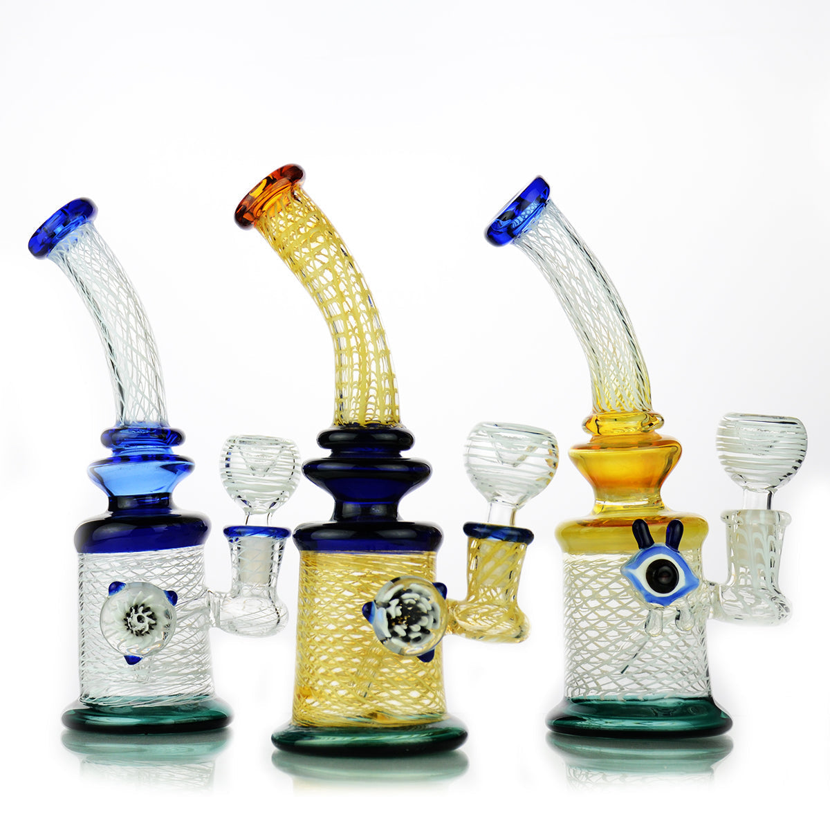 Water Pipe glass color details and dry herb bowl 10"