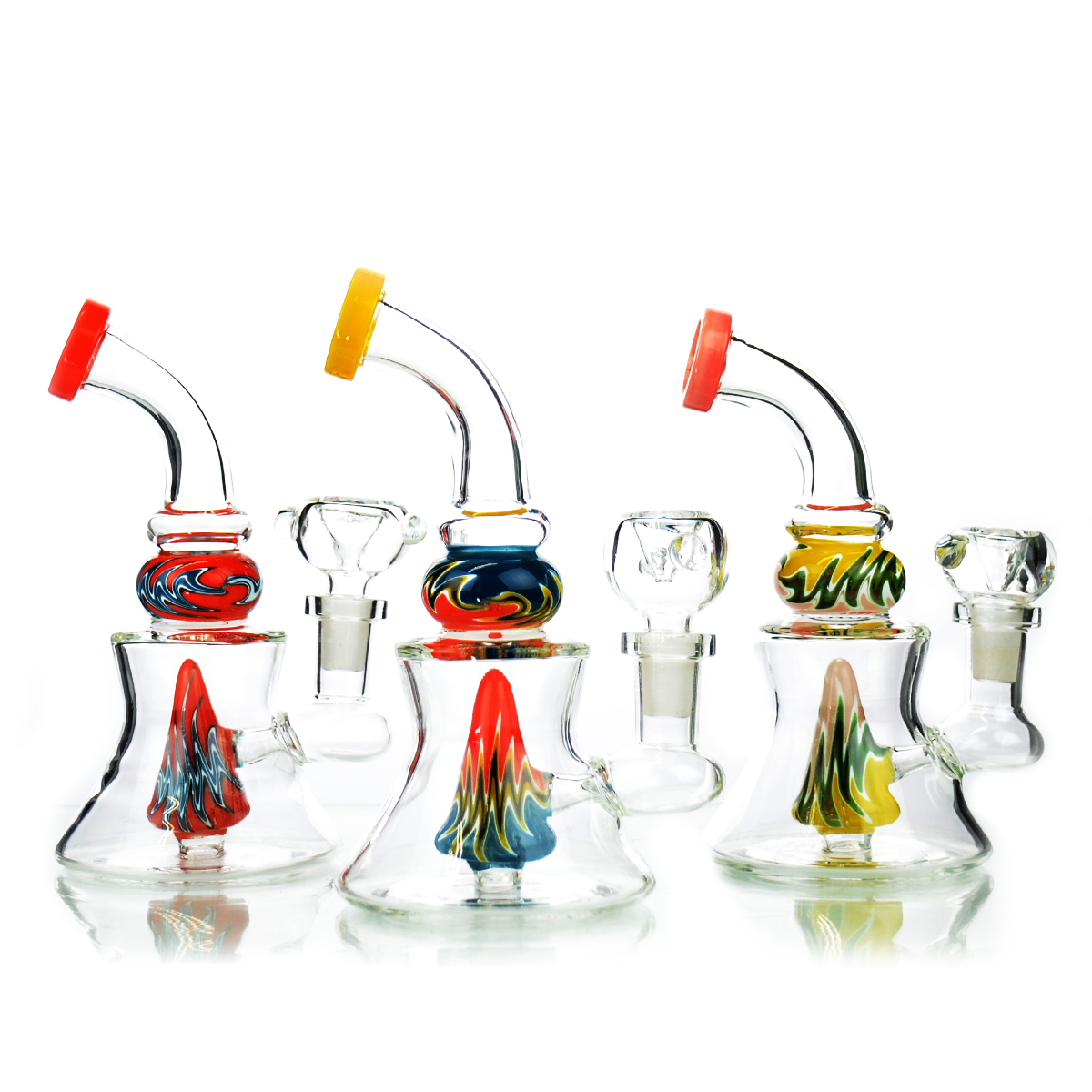 Water Pipe with Color Lava percolator and cristal bowl for dry herb 6"
