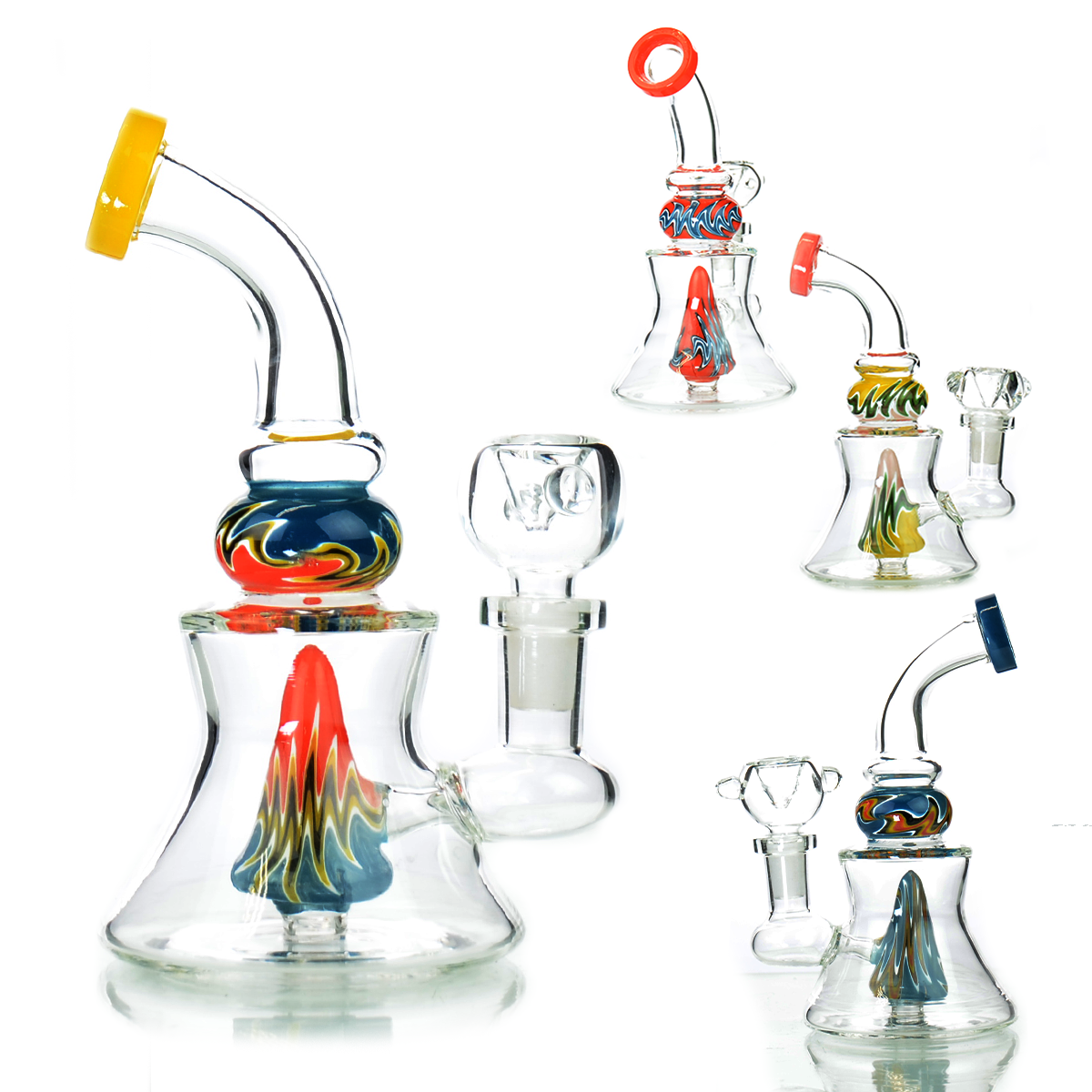Water Pipe with Color Lava percolator and cristal bowl for dry herb 6"