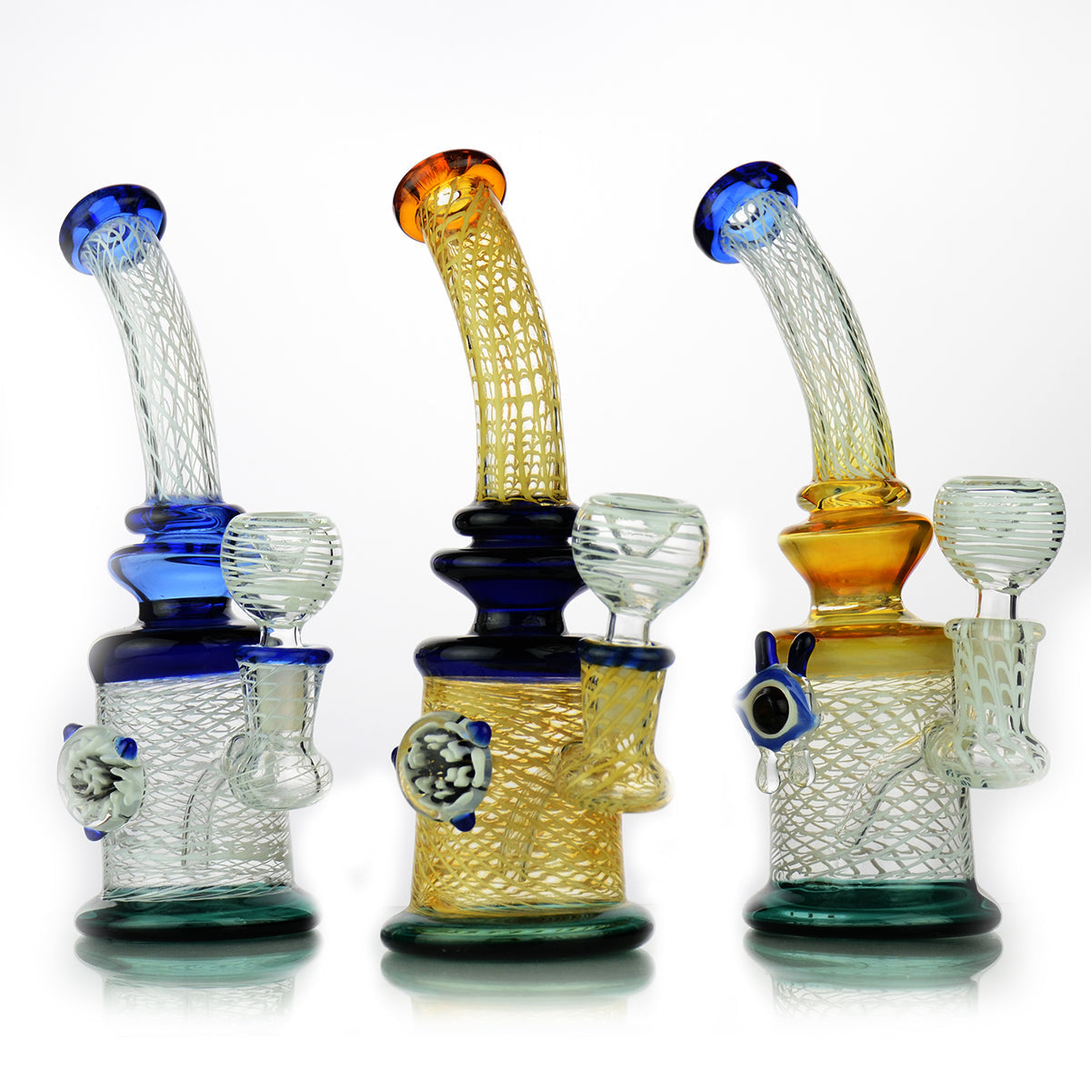 Water Pipe glass color details and dry herb bowl 10"